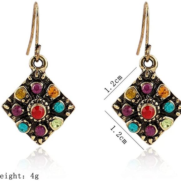 Bohemian Rhinestone Style Earrings, - Picture 2 of 4